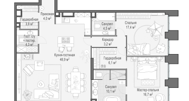 4-к. квартира, 119 м²