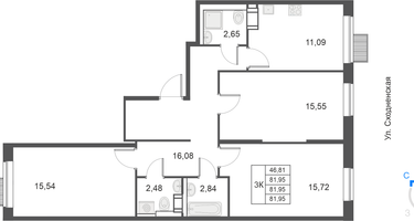 3-к. квартира, 81&nbsp;м²
