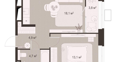 1-к. квартира, 44 м²