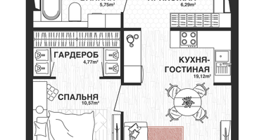 1-к. квартира, 46&nbsp;м²