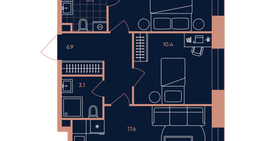 3-к. квартира, 56 м²