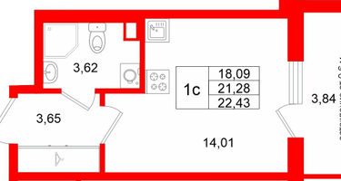 Студия, 21&nbsp;м²