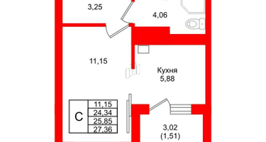 Студия, 25&nbsp;м²