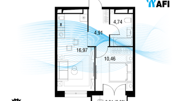 1-к. квартира, 37&nbsp;м²