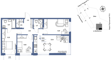 4-к. квартира, 78&nbsp;м²