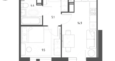 1-к. квартира, 35&nbsp;м²