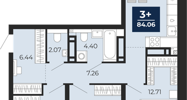 3-к. квартира, 80&nbsp;м²