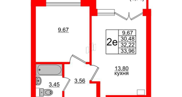 1-к. квартира, 32&nbsp;м²