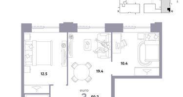 3-к. квартира, 50 м²