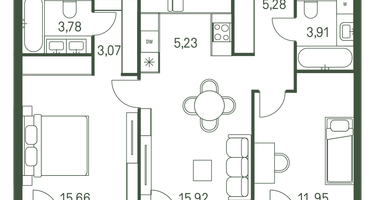 2-к. квартира, 65 м²