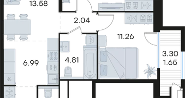 2-к. квартира, 60&nbsp;м²