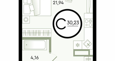 1-к. квартира, 30 м²