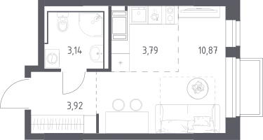 Студия, 21&nbsp;м²