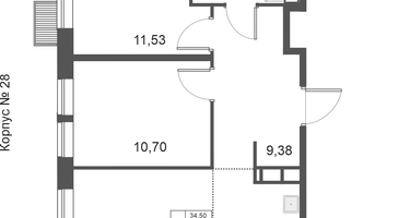 3-комнатная квартира, 54&nbsp;м²