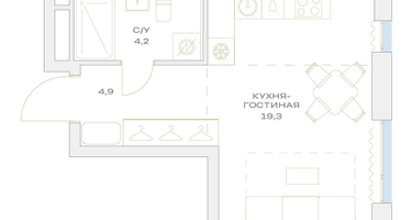 Студия, 28 м²