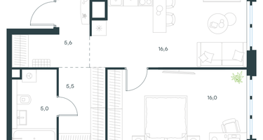1-к. квартира, 48 м²