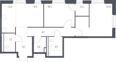 Студия, 64&nbsp;м²