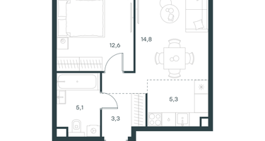 2-к. квартира, 41&nbsp;м²