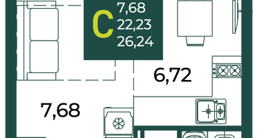 Студия, 26&nbsp;м²