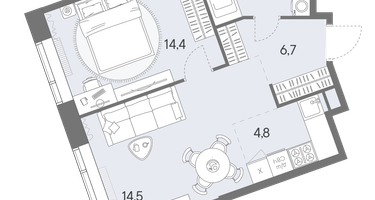 2-к. квартира, 46 м²