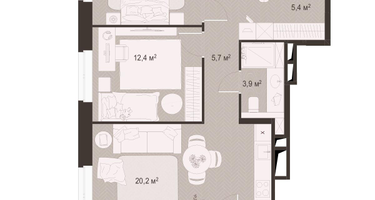 2-к. квартира, 68&nbsp;м²