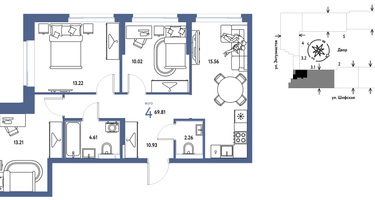 4-к. квартира, 69&nbsp;м²