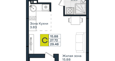 Студия, 29&nbsp;м²