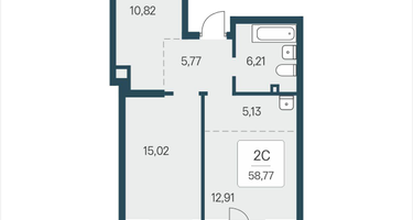 2-к. квартира, 58 м²
