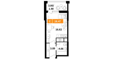 Студия, 26&nbsp;м²