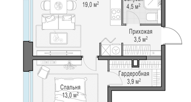 1-к. квартира, 43&nbsp;м²