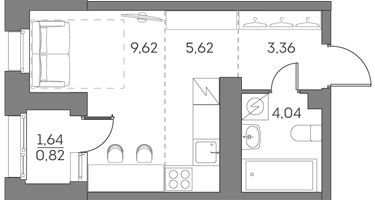 Студия, 23&nbsp;м²