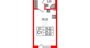 Студия, 24 м²