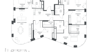 5-к. квартира, 203 м²