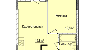 1-к. квартира, 38 м²