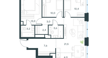 4-к. квартира, 78&nbsp;м²