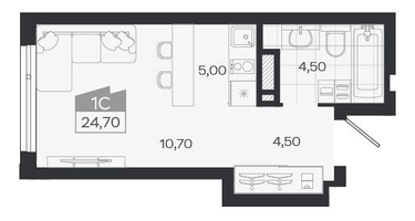 Студия, 24&nbsp;м²
