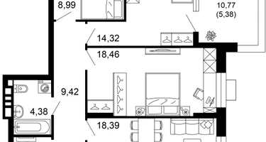 3-к. квартира, 85&nbsp;м²