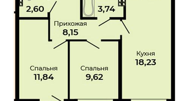 2-к. квартира, 56&nbsp;м²