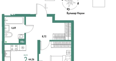 2-к. квартира, 44&nbsp;м²