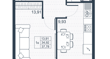 1-к. квартира, 36&nbsp;м²