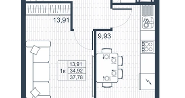 1-к. квартира, 36&nbsp;м²