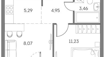 Студия, 34&nbsp;м²