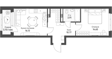 1-к. квартира, 47&nbsp;м²