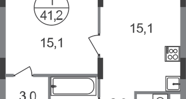 1-к. квартира, 41 м²