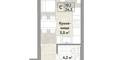 Студия, 24&nbsp;м²