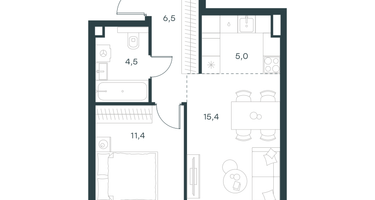 2-к. квартира, 42 м²