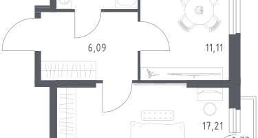 1-к. квартира, 38&nbsp;м²