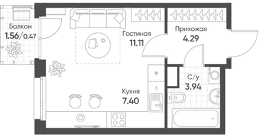 Студия, 27&nbsp;м²