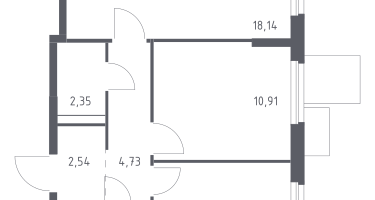 2-к. квартира, 52&nbsp;м²