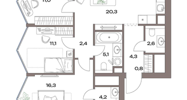 4-к. квартира, 80&nbsp;м²